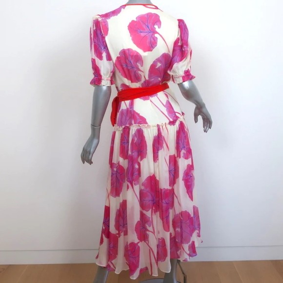 Diane Von Furstenberg Maxi Wrap Dress Breeze Printed Chiffon Size Medium NEW - Picture 5 of 7